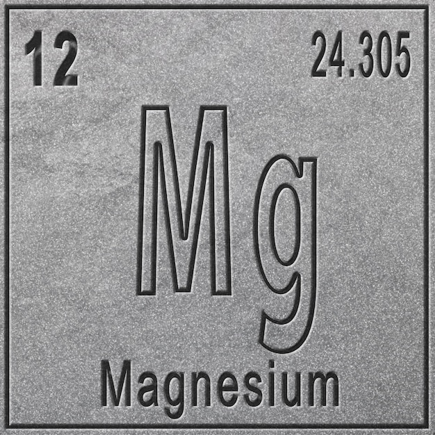 Photo magnesium chemical element sign with atomic number and atomic weight
