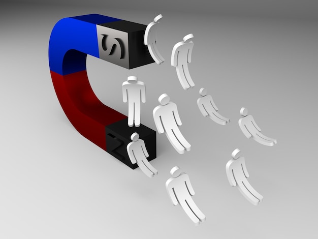 magnet attracting new customers or recruiting new staff members