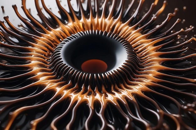 Magnetic Elegance Abstract Brown Ferrofluid Closeup