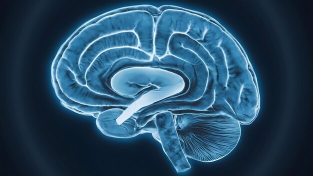 Photo magnetic resonance imaging of human brain in sagittal plane