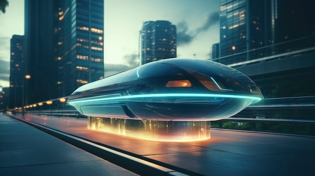 Magnetische levitatie geavanceerde technologie innovatieve contactloze transport wrijvingloze beweging futuristische reizen gecreëerd met generatieve AI-technologie