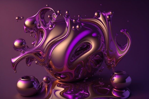 Magnetized liquid metal on a purple backdrop with room for text