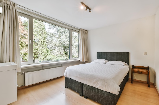 A magnificent bedroom with a soft bed covered