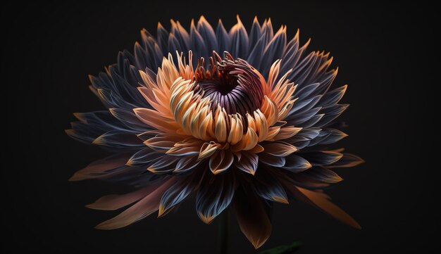 Magnificent blossom in closeup on a black backdrop