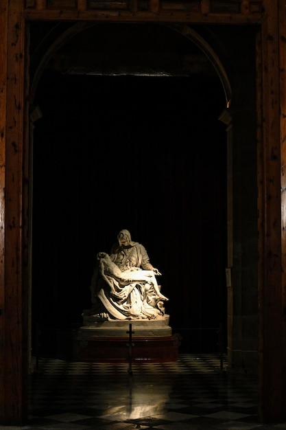 Magnificent carving of la pierdad in the cathedral of guadix