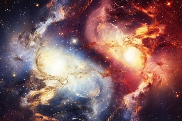 The Magnificent Collision Of Two Galaxies Creating Cosmic Dance Of Stars And Gas Generative AI