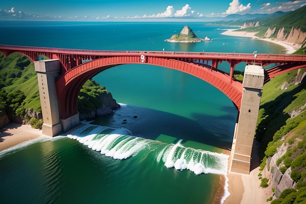 Foto il magnifico sfondo di carta da parati di progettazione del ponte del mare profondo di architettura del ponte dell'oceano trasversale