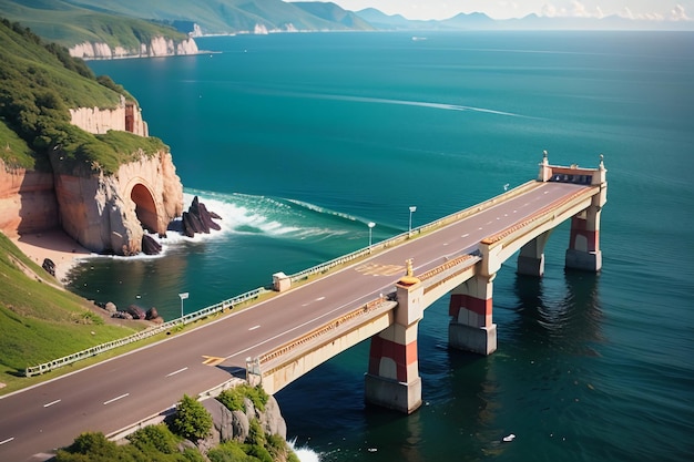 Foto il magnifico sfondo di carta da parati di progettazione del ponte del mare profondo di architettura del ponte dell'oceano trasversale