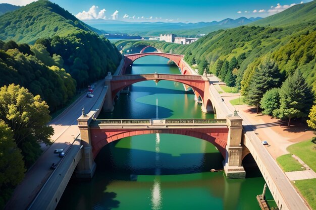 壮大なクロスオーシャンブリッジ建築深海橋デザインの壁紙の背景