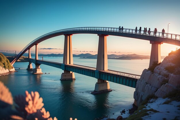 Foto il magnifico sfondo di carta da parati di progettazione del ponte del mare profondo di architettura del ponte dell'oceano trasversale