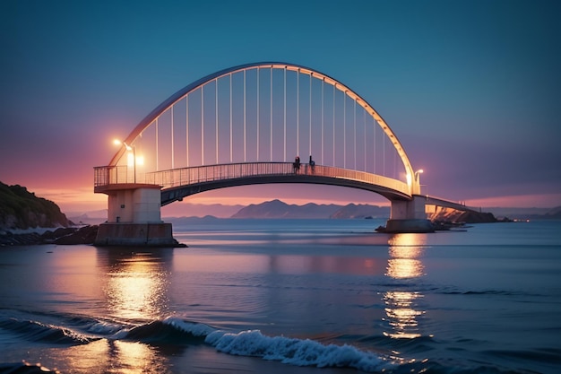 The magnificent cross ocean bridge architecture deep sea bridge design wallpaper background