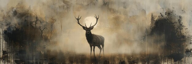 A magnificent deer is engulfed in the subdued hues Generative Ai