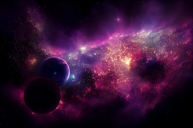 Magnificent Extrasolar Planets and Stars Cluster 3D Art Work Abstract Background