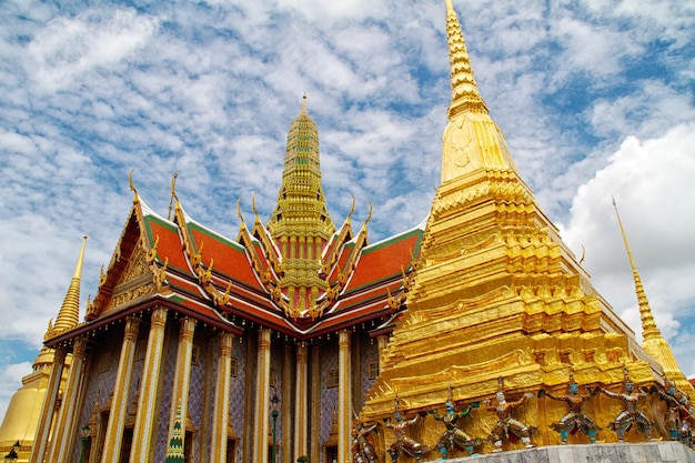 Magnificent Golden Stupa in Wat Phra Kaeo Grand Palace Bangkok