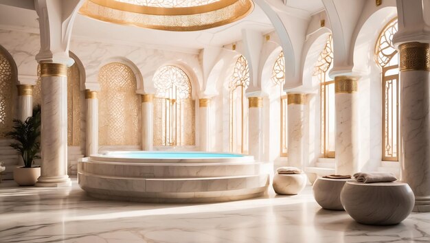 Magnificent hammam in light marble