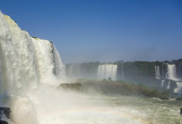 ブラジルとアルゼンチンの国境にある壮大なイグアスの滝 自然の 7 つの驚異の 1 つ