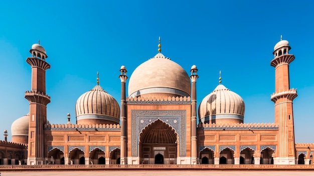A magnificent Islamic mosque against the clear blue sky