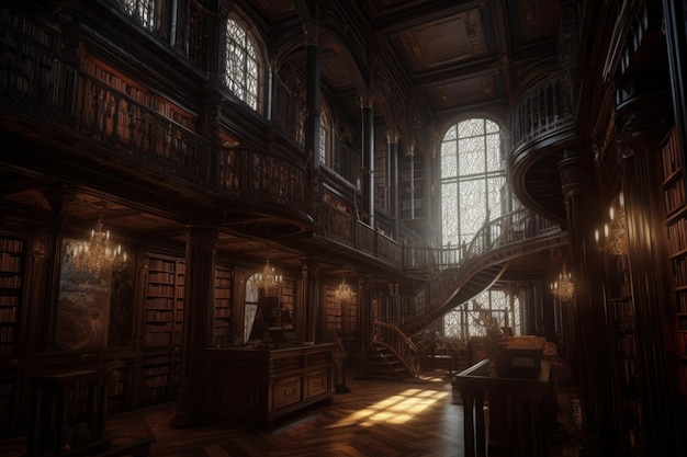 Magnificent library Generate Ai