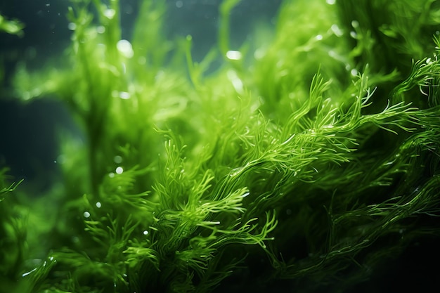사진 매혹적인 녹색 해조류 세계를 탐구하는 웅장한 매크로