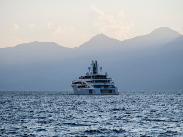 Magnificent motor yacht at sea