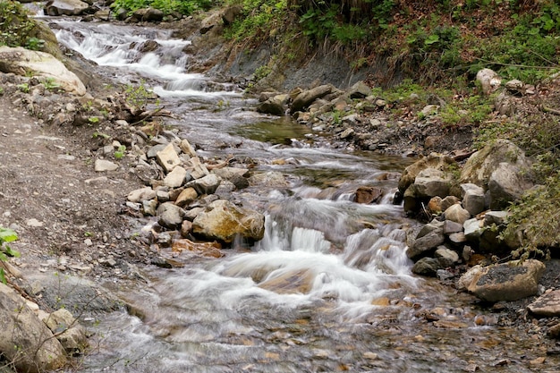 Magnificent mountain river close up