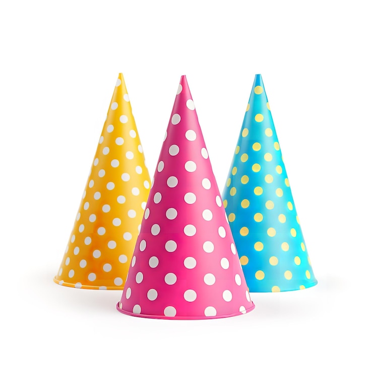 Photo magnificent party hats fun isolated on white background
