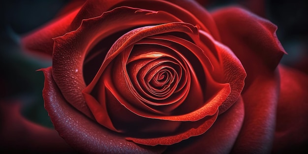 Magnificent red rose bloom captured in closeup