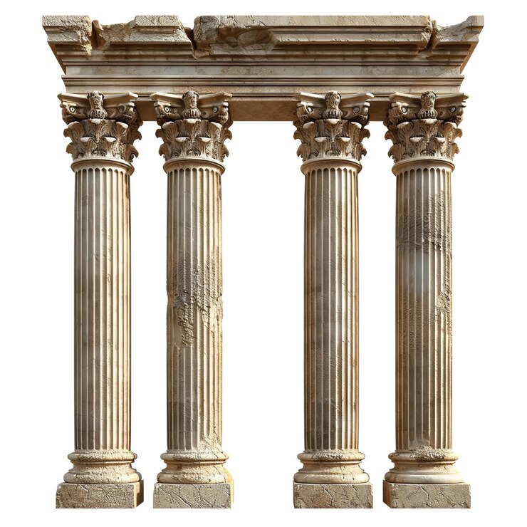 Photo magnificent roman columns isolated on white background