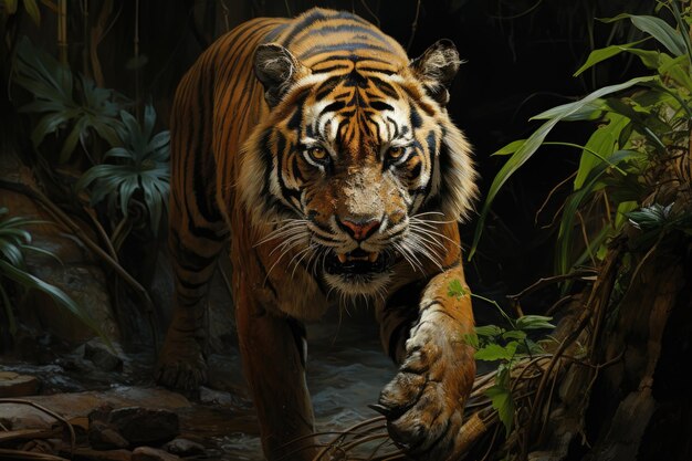 The magnificent Sumatran tiger Panthera tigris sumatrae and his picture