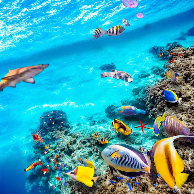 Magnificent underwater world of the tropical ocean