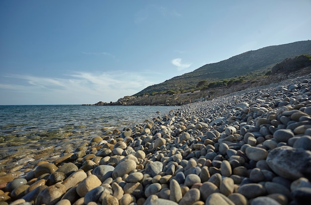 Photo magnificent view of punta molentis beach in sardinia, taken during the summer