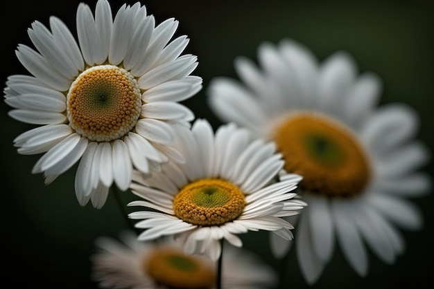 Magnificent white daisies in closeup