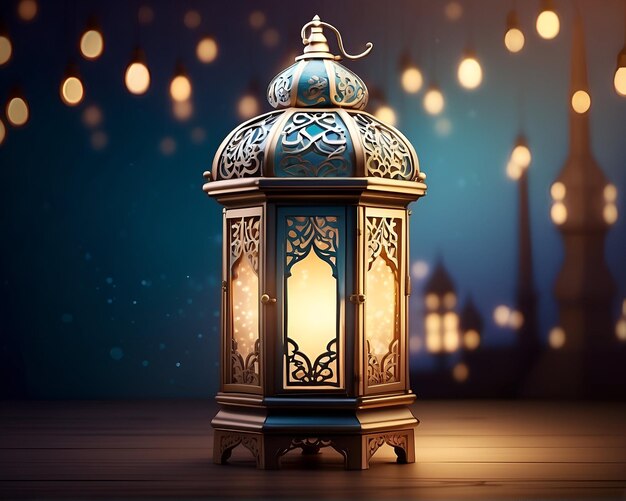 Foto un magnifico e intricato disegno di lanterna islamica per la celebrazione del ramadan