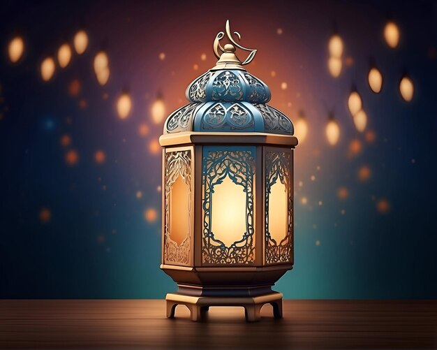 Photo a magnificently intricate islamic lantern design for the celebration of ramadan