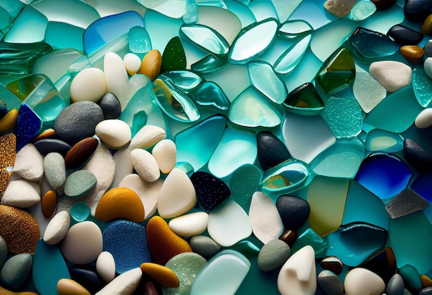 A magnified image of assorted rocks in different shades Generative AI