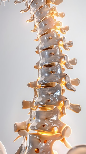 Photo magnified spinal detail showcasing bone structure and medical study