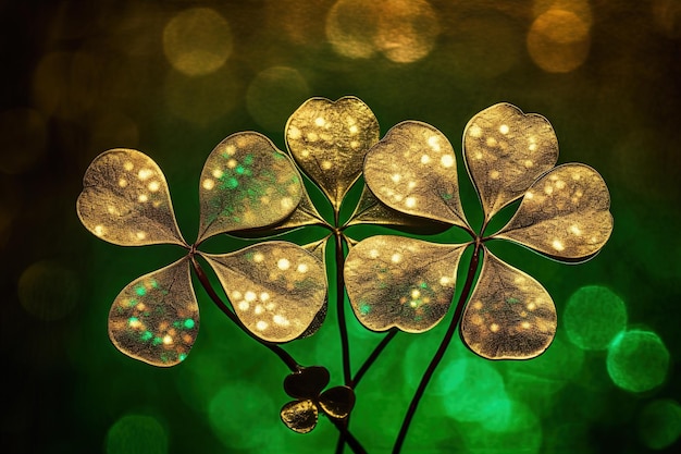 a magnified view of a clover with four leaves