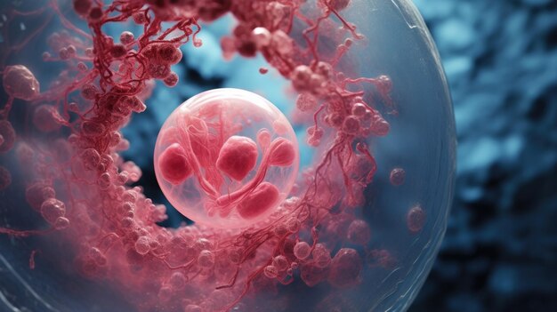 Magnified view of a developing human embryo capturing the crucial process of organ development with