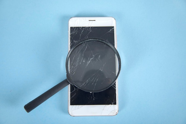 Magnifier and broken phone