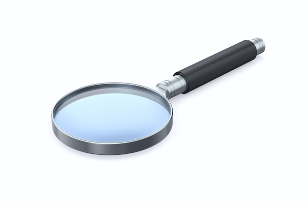 Magnifier on white background. Isolated 3D illustration