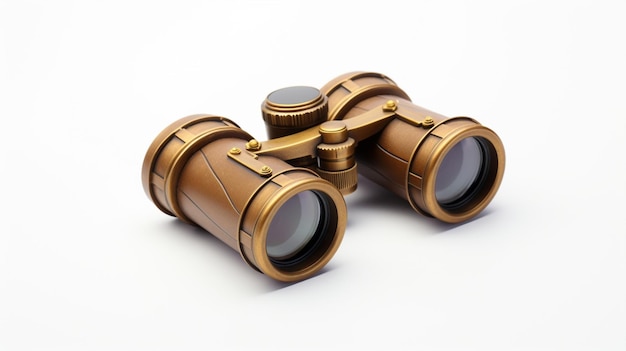 Magnifying antique discovery metallic retro instrument binoculars black objects white glass optics equipment lens look vintage old closeup spy