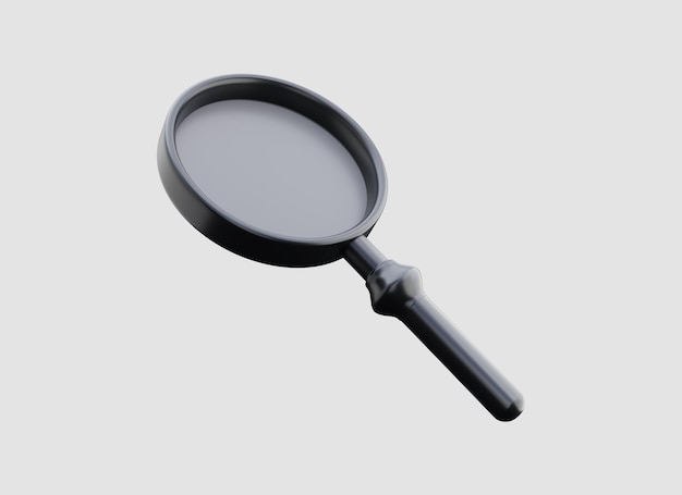 Magnifying glass black 3d render Affiliate marketing tools Research analysis information