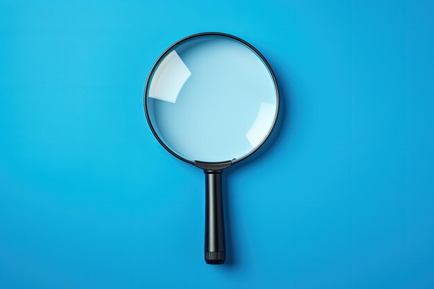 A magnifying glass on a blue background