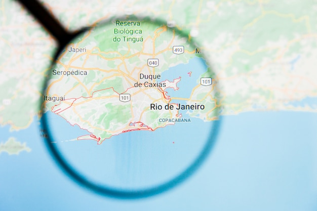 Magnifying glass on Brazil map