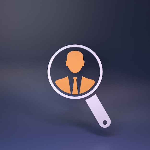 magnifying glass the concept of finding employees 3d rendering illustration