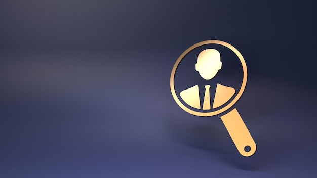 Magnifying glass The concept of finding employees 3d rendering illustration