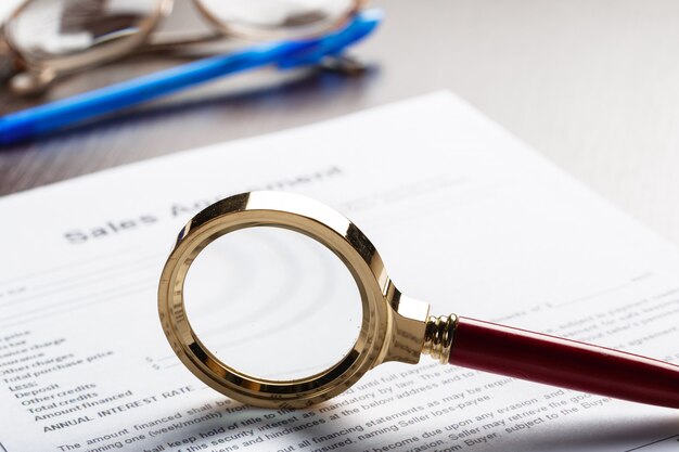 Magnifying Glass and document close up