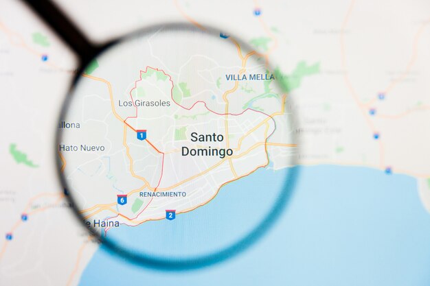 Magnifying glass on Dominican Republic map