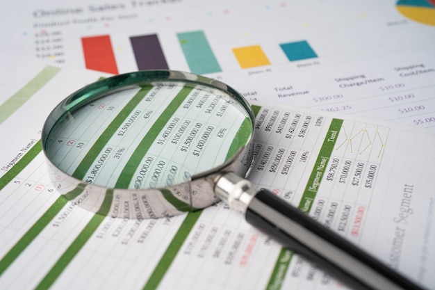 Magnifying glass on graphs paper