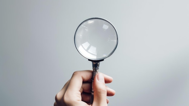 magnifying glass in hand isolated